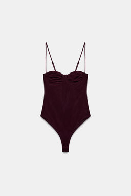 BODY TUL FRUNCES / Berenjena oscuro - Zara фото 6