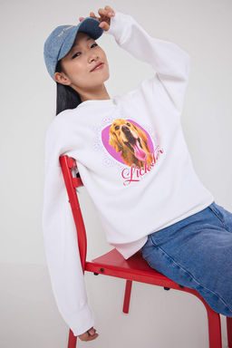 Teen Ekru Oversize/Bask?l? Orme Sweatshirt TWOAW26SW00104