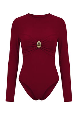 Bordo Aksesuar Detayl? Buzgulu Alttan C?tc?tl? Party Body TPRSS26BD00006