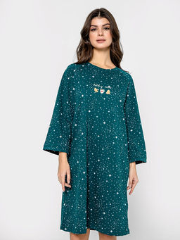 Сорочка ночная женская в зеленом цвете со звездочками - Mark formelle фото 3