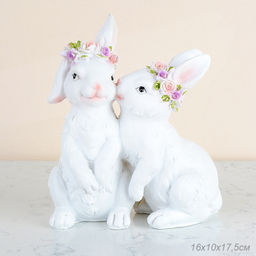 Цена за 2 шт. Фигурка Кролики с цветами 16х10х17 см / TX-4 /уп 48/Пасха