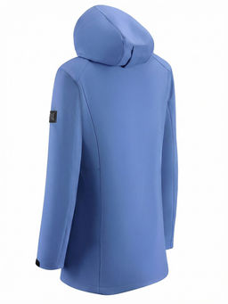 Парка женская софтшелл виндстоппер удлинённая с капюшоном голубого цвета 9614_1Gl