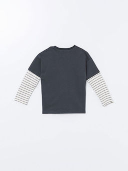 Bisiklet Yaka Uzun Kollu Erkek Bebek ?izgili Ti??rt - Waikiki фото 3