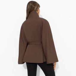 Жакет‑кейп, Дикое притяжение (с поясом, брауни) - Charutti фото 5