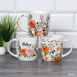 Кружка 350 мл. Цветы керамика арт. D274 (734274) (уп 12шт.)