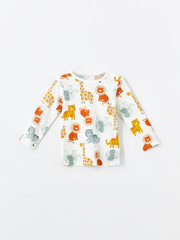 Bisiklet Yaka Uzun Kollu Bask?l? Erkek Bebek Pijama ?st?