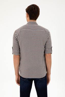 Мужская коричневая рубашка с длинным рукавом Неожиданная скидка в корзине - U.s. polo assn фото 5