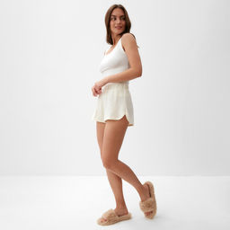 Шорты женские KAFTAN Basic line, размер 48, молочные