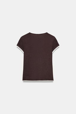CAMISETA VIVOS CONTRASTE / Chocolate - Zara фото 5