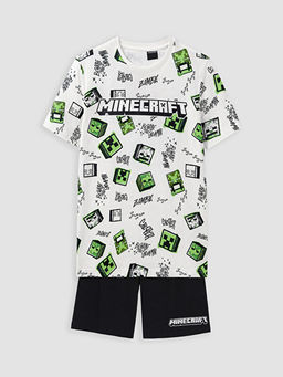 Minecraft Bask?l? Erkek ?ocuk ?ortlu Pijama Tak?m?
