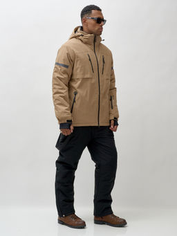 Горнолыжный костюм мужской зимний бежевого цвета 3710B - Leifensh фото 9