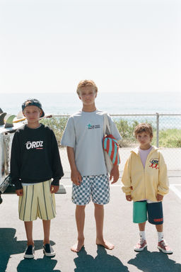 BERMUDA LOGO FELPA COLOR BLOCK / Azul / Verde - Zara фото 5