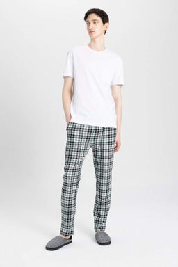 Regular Fit Pijama Tak?m? Bisiklet Yaka K?sa Kollu Ust Kareli Alt - Defacto фото 3