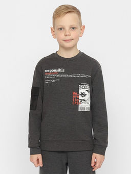 CRB wear/CWJB 63348-12-341 Джемпер для мальчика,темно-серый меланж/Ex.Cherubino  фото 3