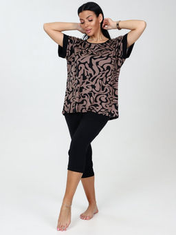 617 Домашний костюм бриджи (Разводы коричневые) - А-дина фото 2