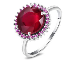 Кольцо, 1 рубин корунд круг 10мм/5.06 ct , нанорубин, Кадрия