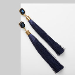 Серьги Кисти сияние, цвет синий в золоте, L кисти 8 см