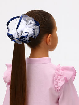 Цена за 6 шт. Бант для волос на резинке «Школьница», с кантиком, d=13 см, белый