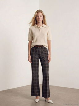 Polo Yaka Y?n Kar???ml? Kad?n Triko Kazak