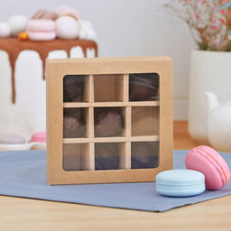 Цена за 5 шт. Упаковка для конфет, крафт, на 9 шт, 13,5 х 13,5 х 3,2 см