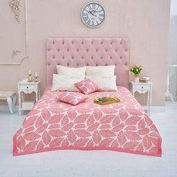 Покрывало хлопковое Этель Листопад 200х2405 см, цвет розовый, 100%хлопок, 300гр/м2