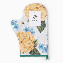 Варежка-прихватка Этель Гортензии 20х28см,саржа, 100% х/л, ватин 250г/м2  фото 4