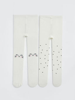 Bask?l? K?z Bebek K?lotlu ?orap 2li