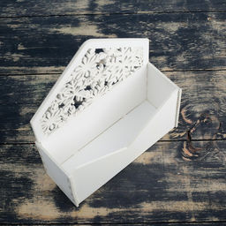 Кашпо деревянное 18?6?20 см Конверт Радель Изморозь, белый Дарим Красиво фото 2