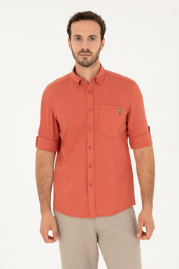 U. S. Polo Assn / Мужская пудровая рубашка с длинным рукавом