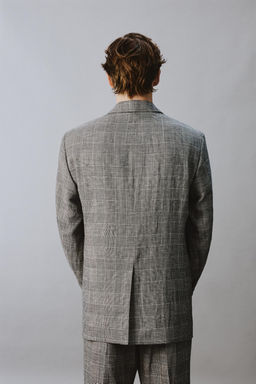 BLAZER CRUZADA TRAJE CUADROS LANA - LINO AARON LEVINE X ZARA / Blanco / Negro  фото 3
