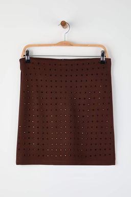 Kahverengi Tas Detayl? Mini/K?sa Interlok Orme Etek TWOAW26ET00089 - Trendyolmilla фото 5