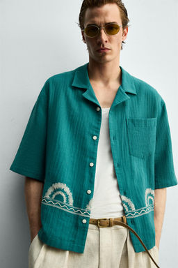 CAMISA BORDADO CENEFA / Azul pato - Zara фото 5