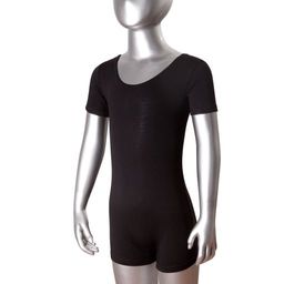 Купальник гимнастический с шортами короткий рукав х/б черный GO-022