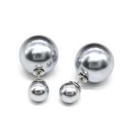 Серьги двусторонние шарики 8мм, 16мм цв.серый, 5,3г