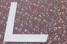 Штапель Премиум Цветочный ручеек цв.коричнево-лиловый, ш.1.44м, вискоза-100%, 120гр/м.кв - Купава фото 2
