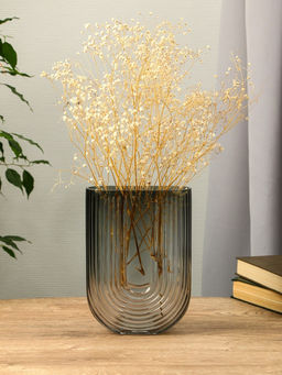 Ваза «Айрис», 23.5×17×7 см, стекло, серая