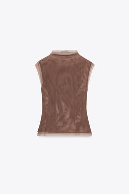 TULLE HIGH NECK T-SHIRT - Zara фото 6