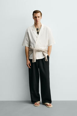 CAMISA KIMONO VISCOSA - LINO / Blanco roto