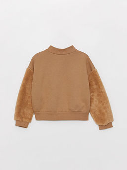 Dik Yaka Bask?l? Uzun Kollu K?z ?ocuk Sweatshirt - Waikiki фото 3