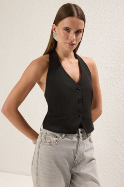 Trendyolmilla Siyah Regular Halter Yaka Regular Yelek TWOSS25YE00082 фото 2