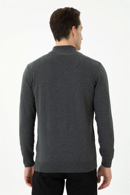 Мужской базовый трикотажный кардиган антрацитового меланжа - U.s. polo assn фото 12