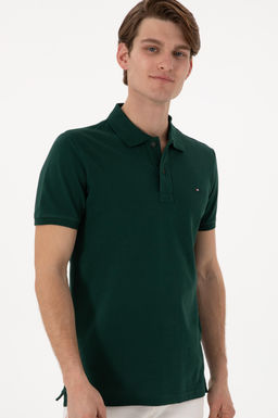 Erkek Slim Fit Polo Yaka Koyu Ye_il Basic Ti__rt - U.s. polo assn фото 3