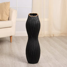 Ваза для цветов напольная «Дуайт», h=60 см, керамика, чёрная