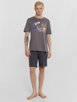 Комплект домашний мужской серый с принтом и надписью - вот, возьми, твоя зарплата - это ветка!!! - Mark formelle фото 2