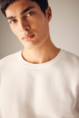 Облегающая футболка с круглым вырезом и вафельным рисунком