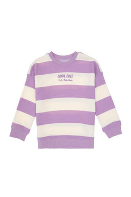 K_z _ocuk Lila _izgili Bisiklet Yaka Sweatshirt Sepette S_rpriz _ndirim - U.s. polo assn фото 2