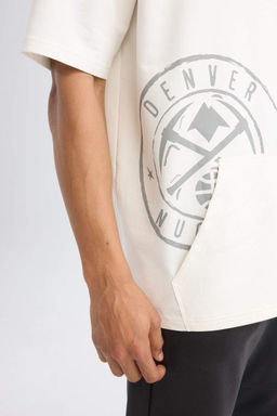 DeFactoFit Футболка оверсайз NBA Denver Nuggets с капюшоном и принтом на спине с короткими рукавами  фото 8