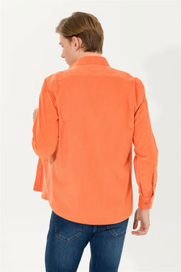 Мужская рубашка с длинным рукавом кирпичного цвета - U.s. polo assn фото 5