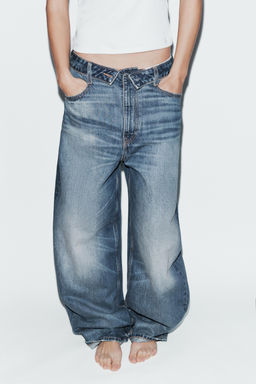 JEANS CINTURA DOBLADA TRF TIRO MEDIO / Marino - Zara фото 2