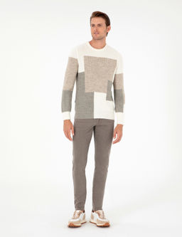 Ekru Slim Fit Bisiklet Yaka Triko Kazak - Pierre cardin фото 4